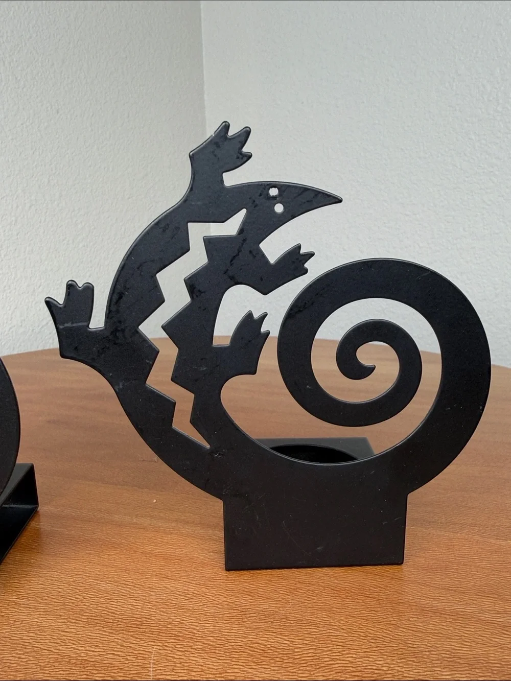 PartyLite Black Metal Gecko Tea Light Holder Set Vintage Southwestern
